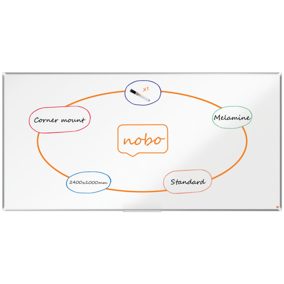 Nobo Premium Plus Melamine Whiteboard 2400x1200mm
