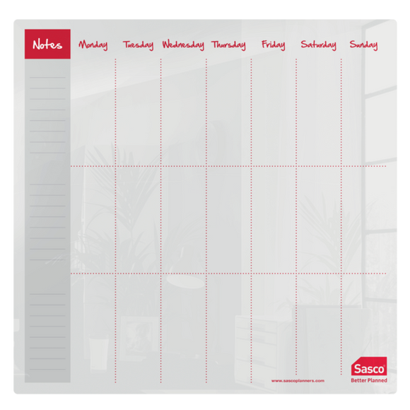 Sasco Semi Opaque Acrylic Mini Whiteboard Weekly Planner Desktop 450x450mm