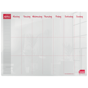 Sasco Semi Opaque Acrylic Mini Whiteboard Weekly Planner Desktop 600x450mm