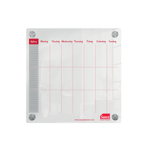 Sasco Semi Opaque Acrylic Mini Whiteboard Weekly Planner Mounted 300x300mm