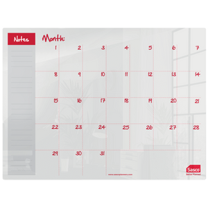 Sasco Semi Opaque Acrylic Mini Whiteboard Monthly Planner Desktop 600x450mm