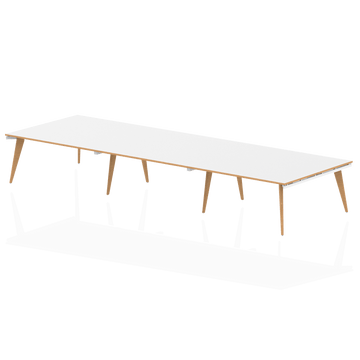 Oslo 4800mm Rectangular Boardroom Table White Top Natural Wood Edge White Frame