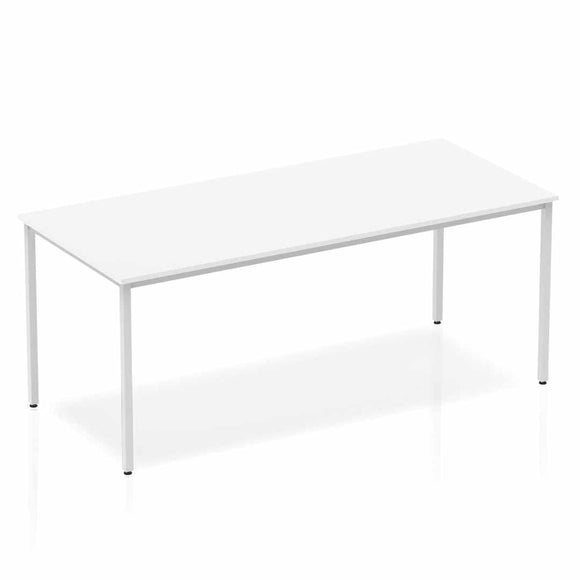 Impulse 1800mm Straight Table White Top Silver Box Frame Leg