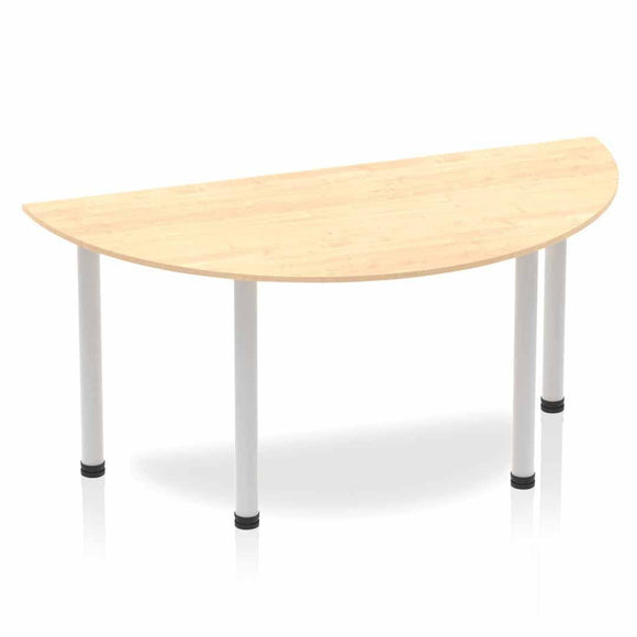 Impulse 1600mm Semi-Circle Table Maple Top Silver Post Leg