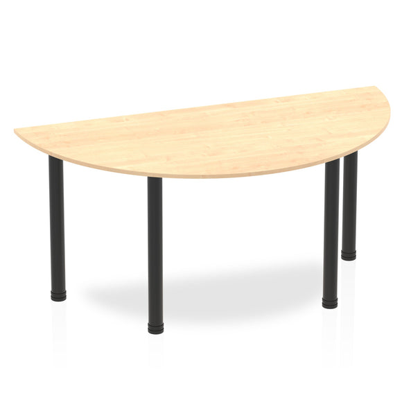 Impulse 1600mm Semi-Circle Table Maple Top Black Post Leg