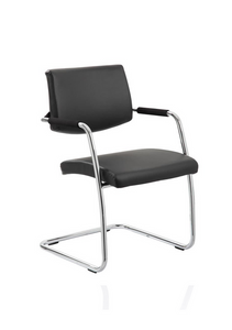 Havanna Visitor Chair Black Leather With Arms