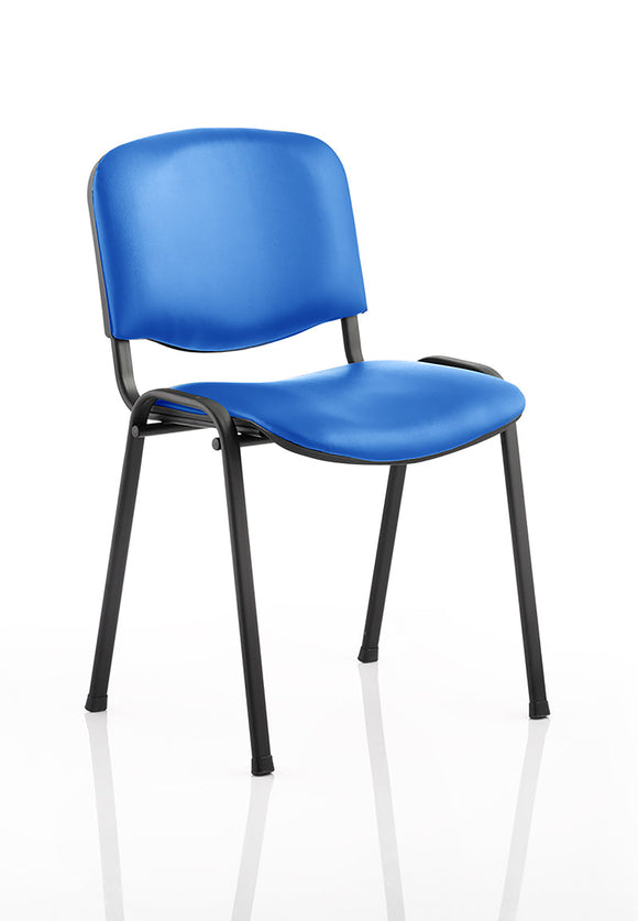 ISO Stacking Chair Blue Vinyl Black Frame