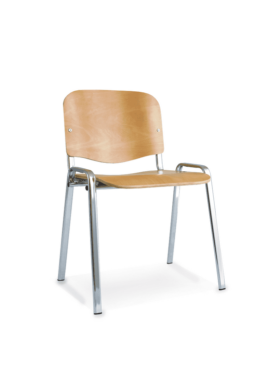 ISO Stacking Chair Beech Chrome Frame