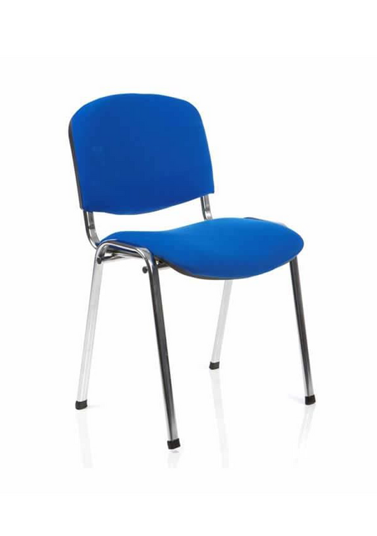ISO Stacking Chair Blue Fabric Chrome Frame