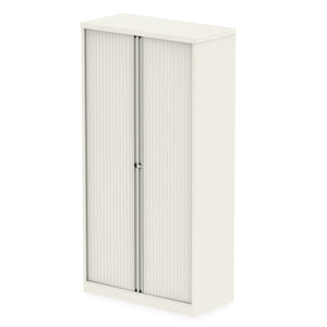 Qube by Bisley 2000mm Side Tambour Cupboard Chalk White No Shelves