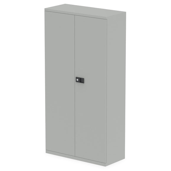 Qube by Bisley Stationery 1850mm 2-Door Cupboard Goose Grey With Shelves