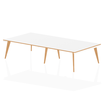 Oslo 3200mm Rectangular Boardroom Table White Top Natural Wood Edge White Frame