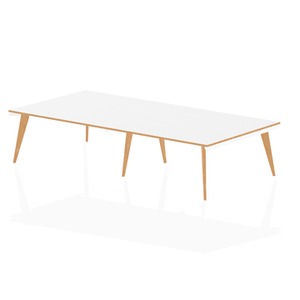 Oslo 2400mm Oval Boardroom Table White Top Natural Wood Edge White Frame