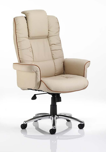 Chelsea Executive Chair Cream Soft Bonded Leather With Arms