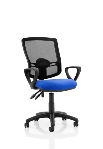 Eclipse Plus III Lever Task Operator Chair Mesh Back With Bespoke Colour Seat With Loop Arms In Stevia Blue