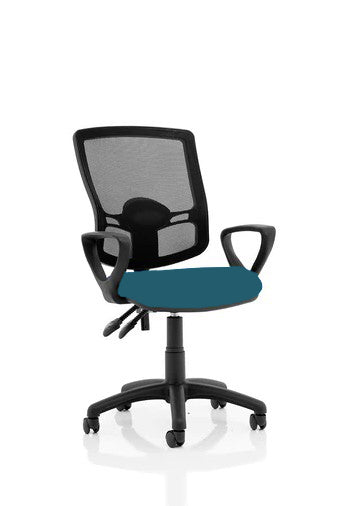 Eclipse Plus III Lever Task Operator Chair Mesh Back With Bespoke Colour Seat With Loop Arms In Maringa Teal