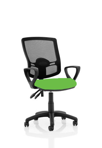 Eclipse Plus III Lever Task Operator Chair Mesh Back With Bespoke Colour Seat With Loop Arms In Myrrh Green
