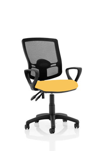 Eclipse Plus III Lever Task Operator Chair Deluxe Mesh Back With Bespoke Colour Seat With Loop Arms In Senna Yellow