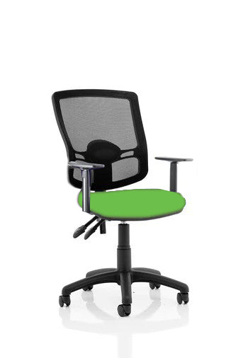 Eclipse Plus III Lever Task Operator Chair Mesh Back With Bespoke Colour Seat In Myrrh Green With Height Adjustable Arms
