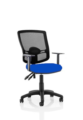 Eclipse Plus III Lever Task Operator Chair Mesh Back With Bespoke Colour Seat In Stevia Blue With Height Adjustable Arms
