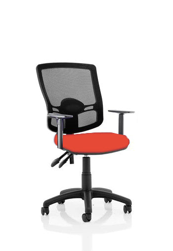 Eclipse Plus III Lever Task Operator Chair Mesh Back With Bespoke Colour Seat In Tabasco Orange With Height Adjustable Arms
