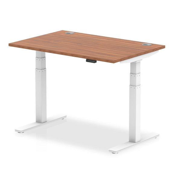 Air 1200 x 800mm Height Adjustable Desk Walnut Top Cable Ports White Leg