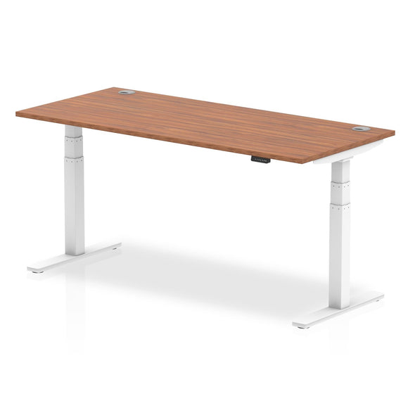 Air 1800 x 800mm Height Adjustable Desk Walnut Top Cable Ports White Leg