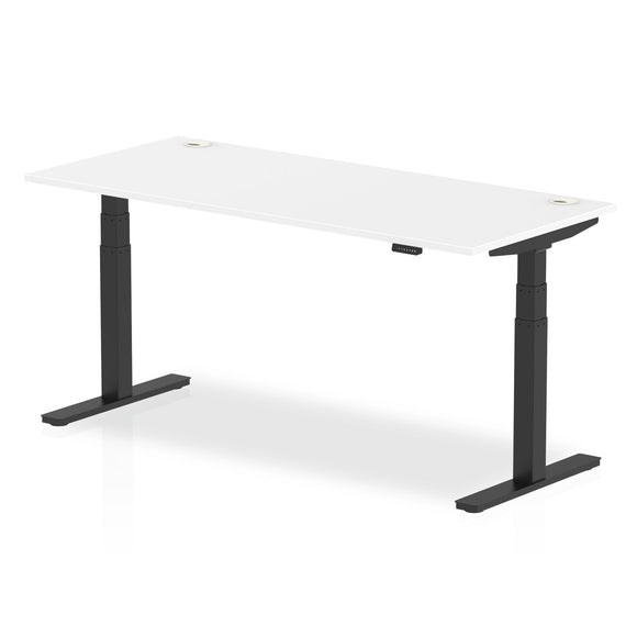 Air 1800 x 800mm Height Adjustable Desk White Top Cable Ports Black Leg