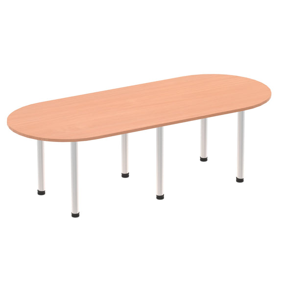 Impulse 2400mm Boardroom Table Beech Top Silver Post Leg
