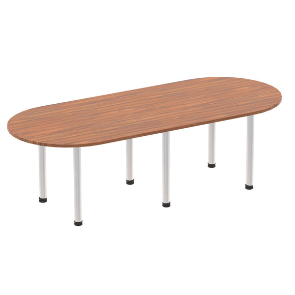 Impulse 2400mm Boardroom Table Walnut Top Silver Post Leg