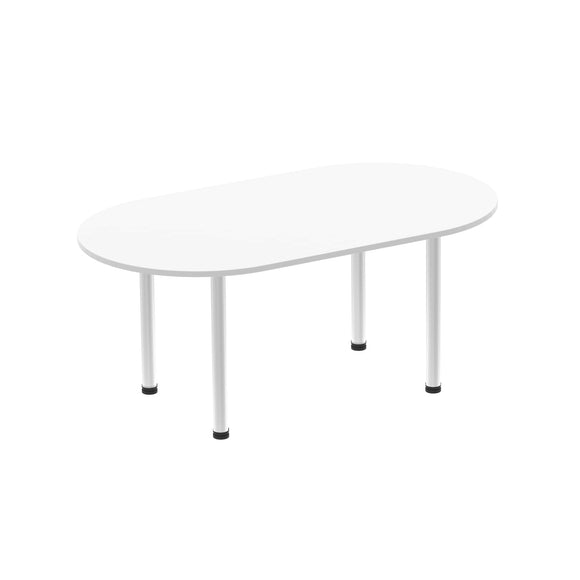 Impulse 1800mm Boardroom Table White Top Silver Post Leg