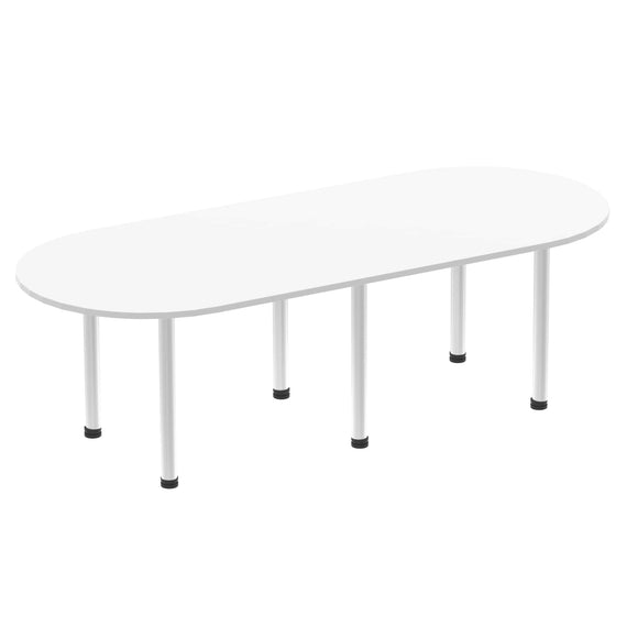Impulse 2400mm Boardroom Table White Top Silver Post Leg