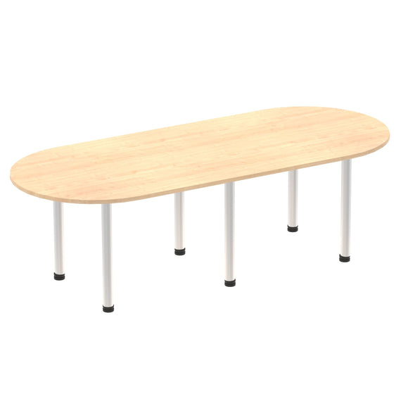 Impulse 2400mm Boardroom Table Maple Top Silver Post Leg