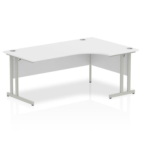 Impulse 1800mm Right Crescent Desk White Top Silver Cantilever Leg
