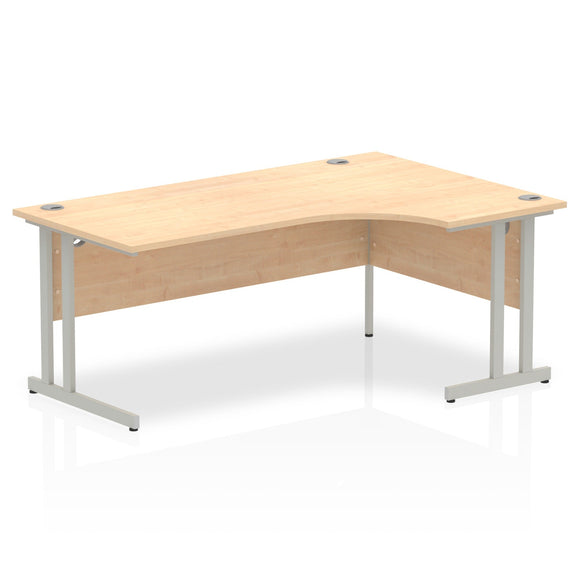 Impulse 1800mm Right Crescent Desk Maple Top Silver Cantilever Leg