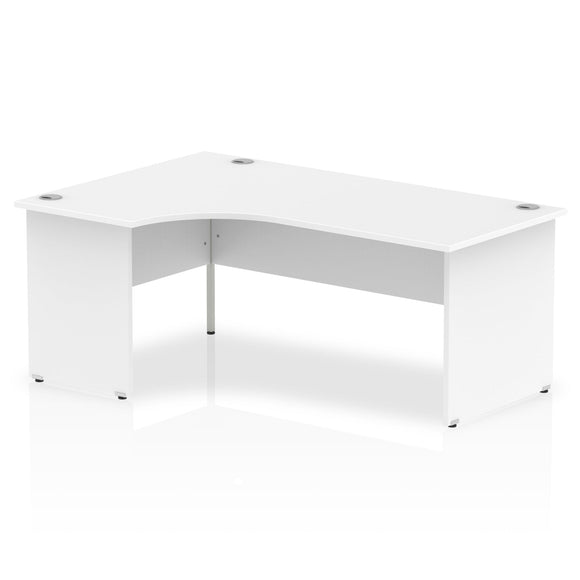 Impulse 1800mm Left Crescent Desk White Top Panel End Leg