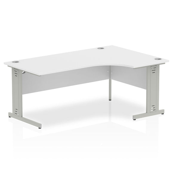 Impulse 1800mm Right Crescent Desk White Top Silver Cable Managed Leg