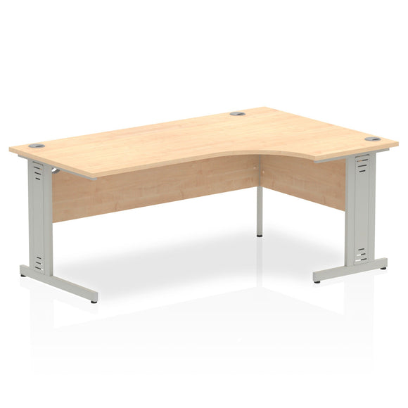 Impulse 1800mm Right Crescent Desk Maple Top Silver Cable Managed Leg