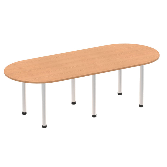 Impulse 2400mm Boardroom Table Oak Top Silver Post Leg