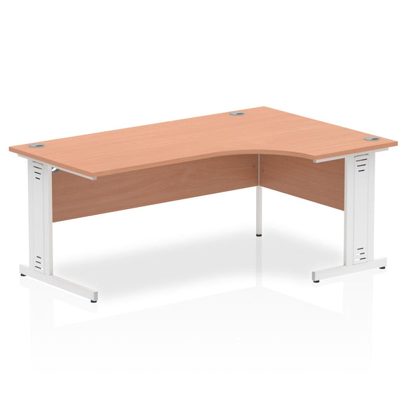 Impulse 1800mm Right Crescent Desk Beech Top White Cable Managed Leg