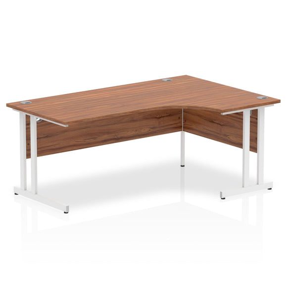 Impulse 1800mm Right Crescent Desk Walnut Top White Cantilever Leg
