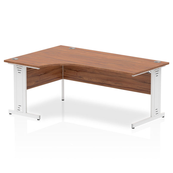 Impulse 1800mm Right Crescent Desk Walnut Top White Cable Managed Leg