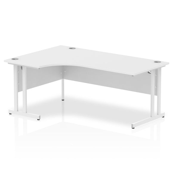 Impulse 1800mm Left Crescent Desk White Top White Cantilever Leg