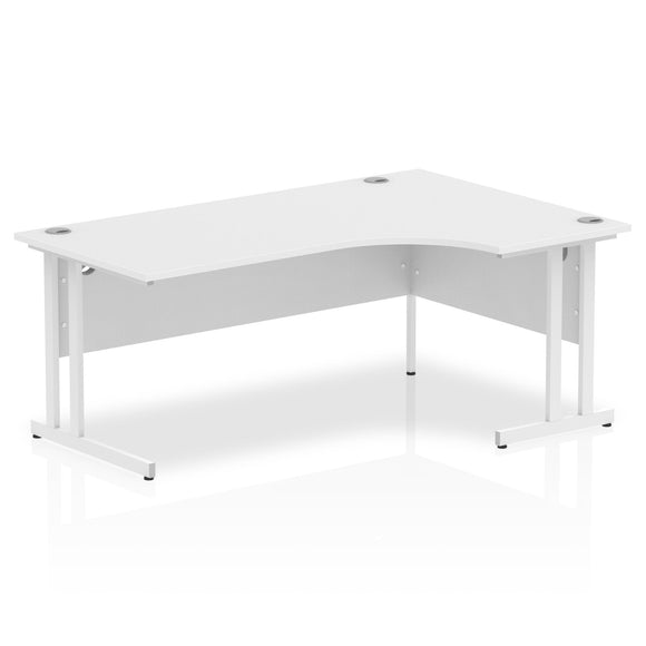 Impulse 1800mm Right Crescent Desk White Top White Cantilever Leg
