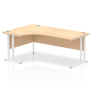 Impulse 1800mm Left Crescent Desk Maple Top White Cantilever Leg