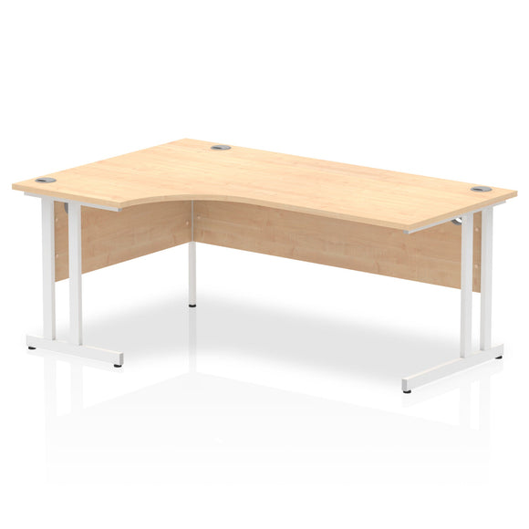 Impulse 1800mm Left Crescent Desk Maple Top White Cantilever Leg
