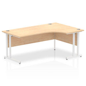 Impulse 1800mm Right Crescent Desk Maple Top White Cantilever Leg