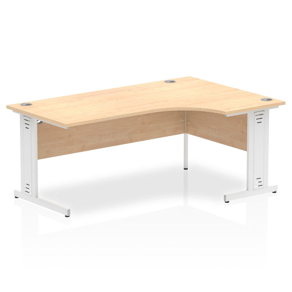 Impulse 1800mm Right Crescent Desk Maple Top White Cable Managed Leg