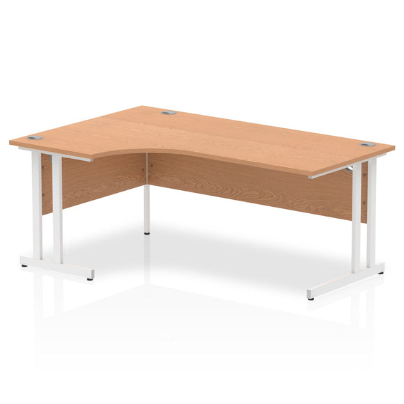 Impulse 1800mm Left Crescent Desk Oak Top White Cantilever Leg