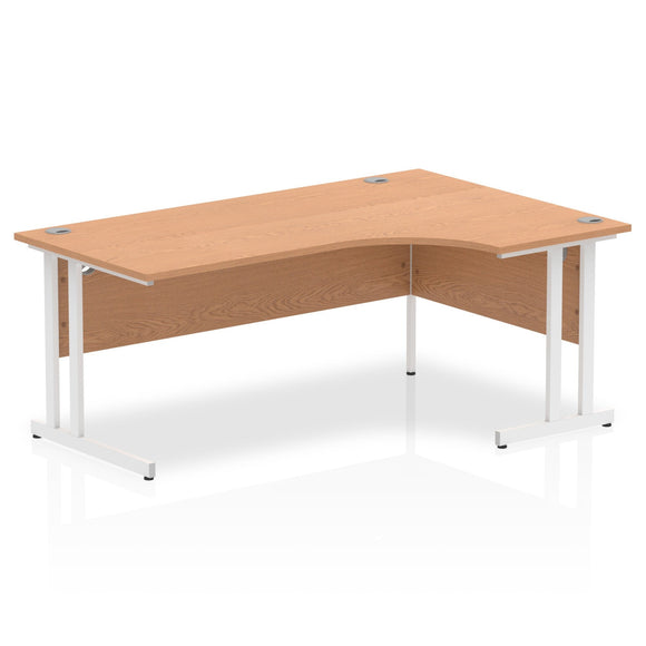 Impulse 1800mm Right Crescent Desk Oak Top White Cantilever Leg
